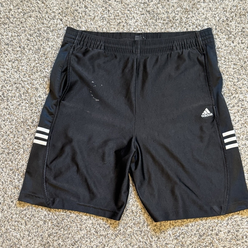 Vintage Rare Adidas Basic 3 Stripe Basketball Shorts Black White Dazzle Size M
